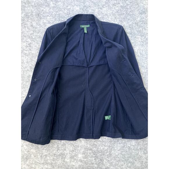 VTG Ralph Lauren Jacket Womens Medium Navy Blue Gold Buttons Embroidered Crest - Picture 9 of 10